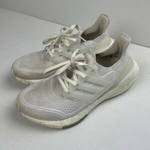 Womens Adidas Ultraboost 21 Sz 6.5 Running Shoes Triple White Ultra Boost FY0403